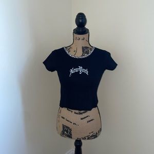 Women’s XS/S, Brandy Meville, Black & Blue, New York Baby Tee